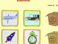 Die Bilder werden in die entsprechenden Kartons auf der rechten Seite gezogen Bilderrätsel