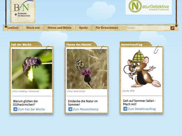 Zu den NaturDetektiven Bildschirmfoto NaturDetektive
